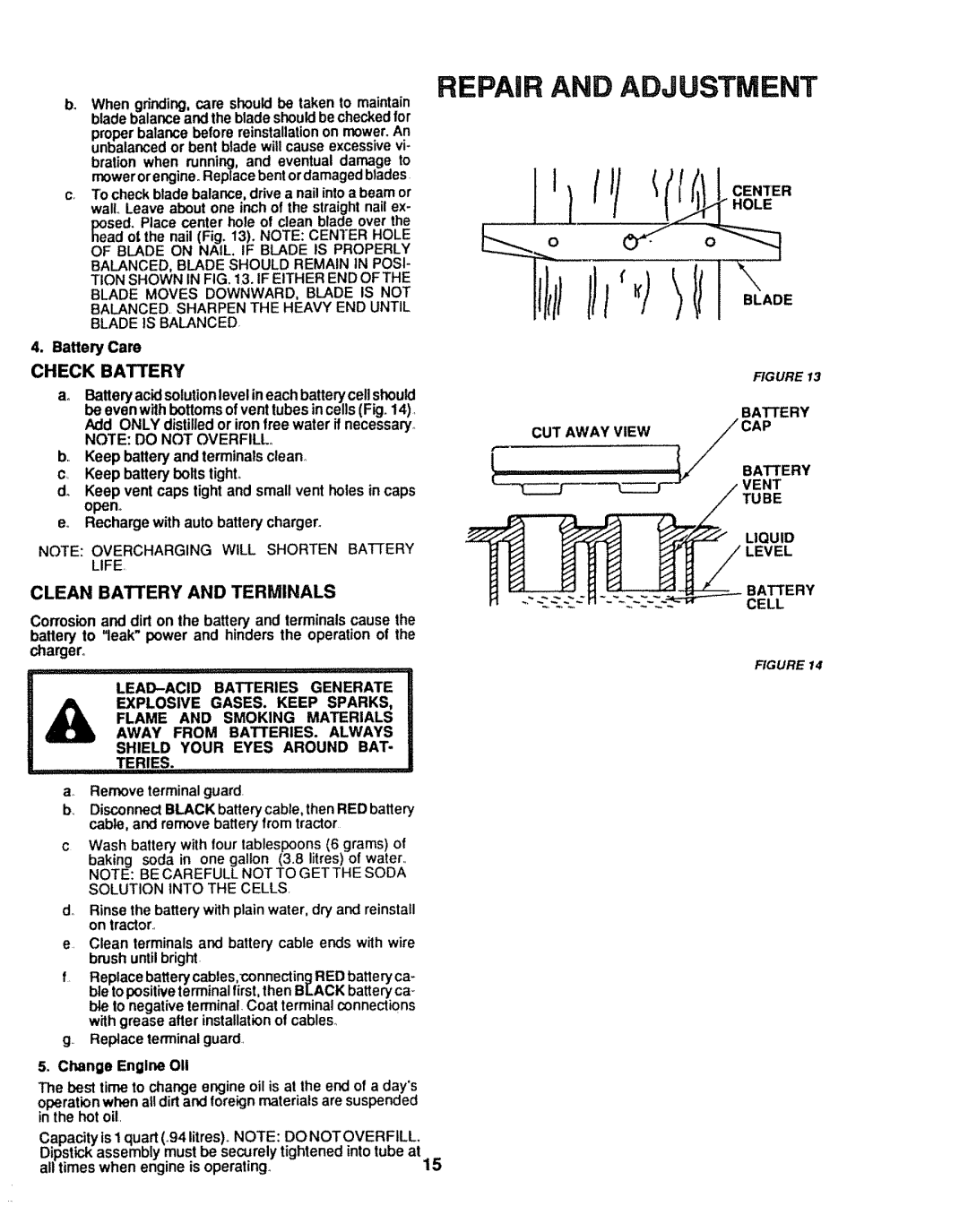 Craftsman 917.254611 owner manual Battery Care, Life, LEAD-ACID Batteries Generate 