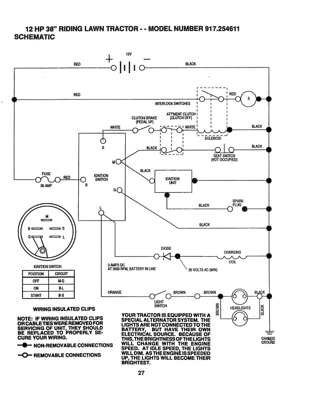 Craftsman 917.254611 owner manual Whe, Spark, Deode Charging, Position Rcuit, On L 