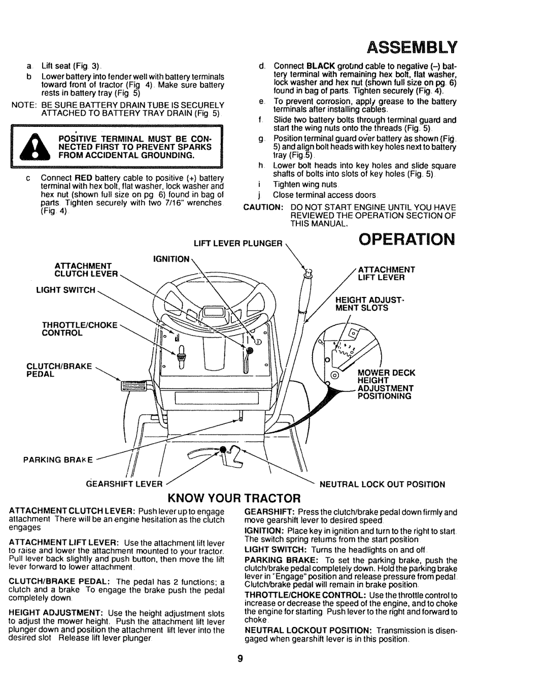 Craftsman 917.254611 Attachment IGNITION, Clutchlever, Height Adjust, Light Switch Vent Slots THROTTLE/CHOKE Control, Deck 