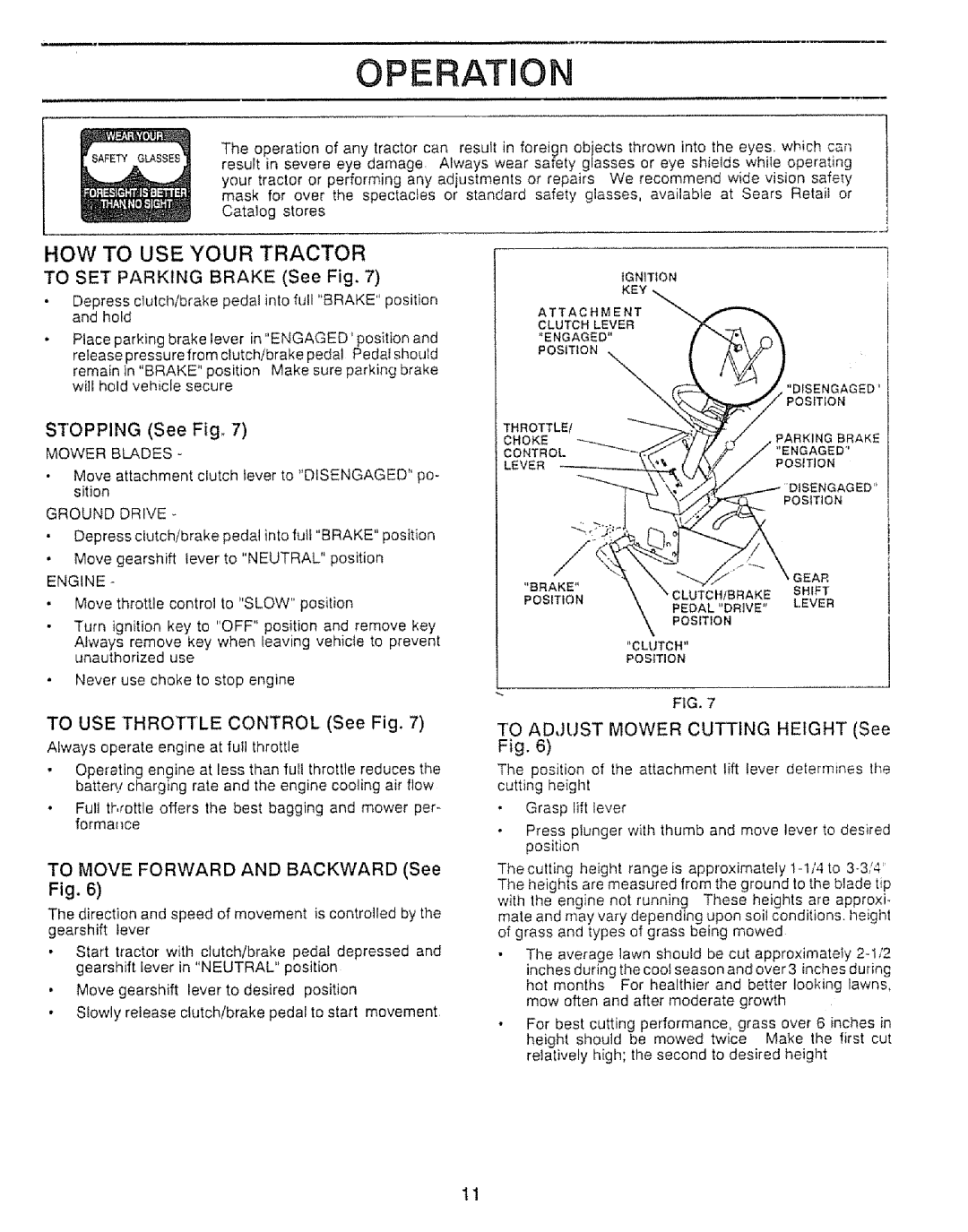 Craftsman 917.25552 manual Operation, HOW to USE Your Tractor 