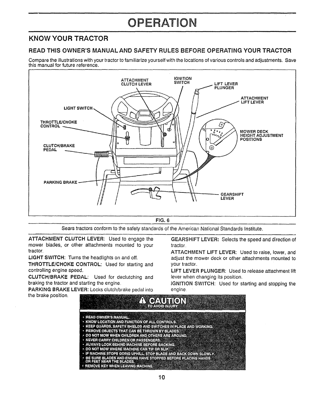 Craftsman 917.25552 manual Know Your Tractor, Switch 