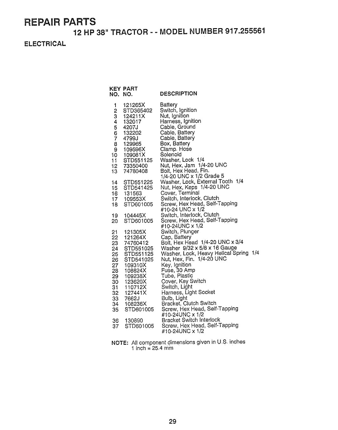 Craftsman 917.255561 owner manual Electrical, KEY Part, NO. no, Description, Ignition 