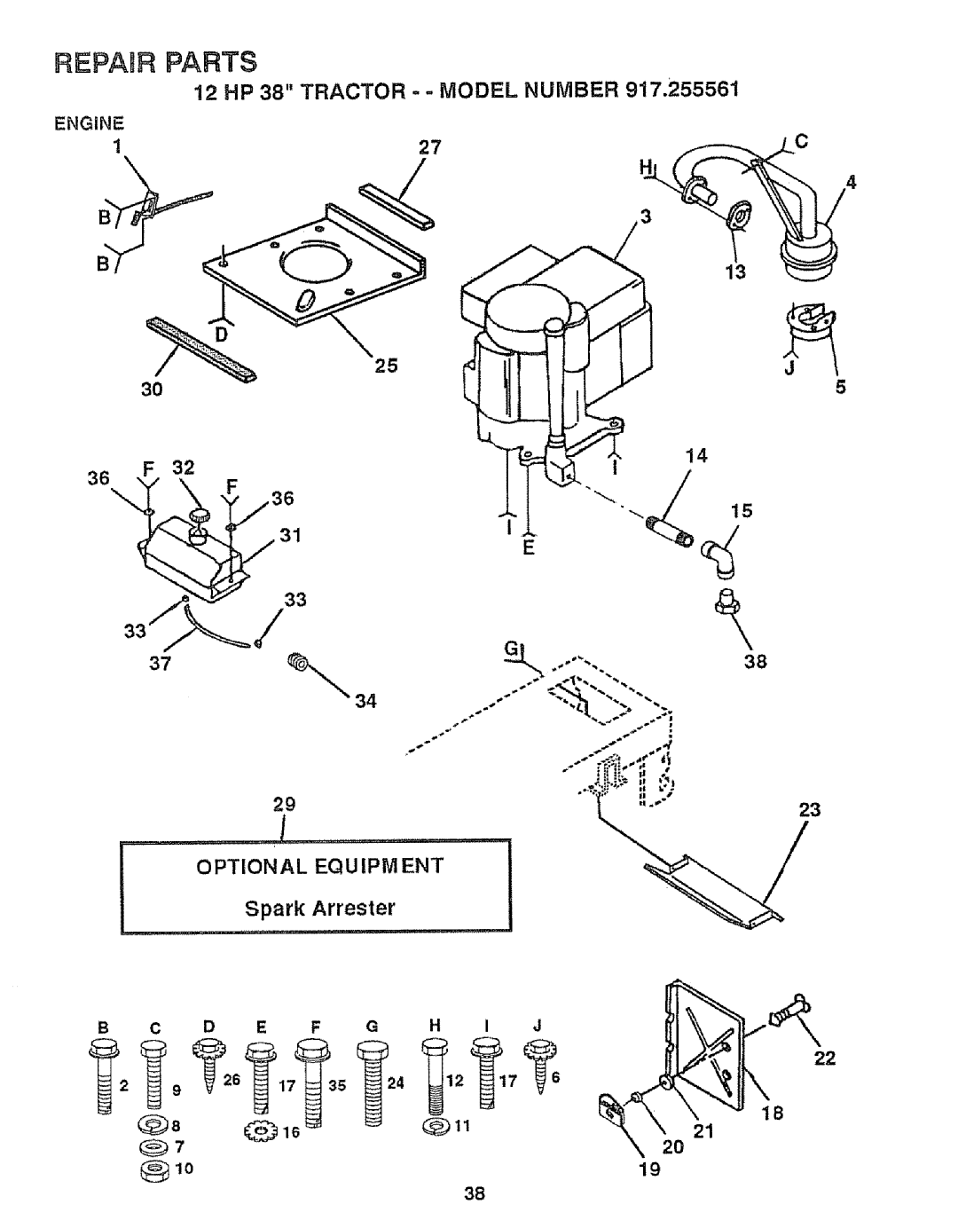 Craftsman 917.255561 owner manual D E F G H I J 