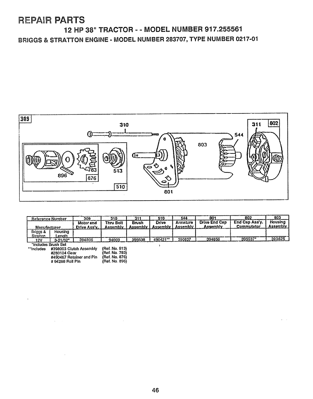 Craftsman 917.255561 owner manual Briggs & Stratton Engine Model Number 283707, Type Number, 51Q 8ot 8o2 So3, Enucturr 