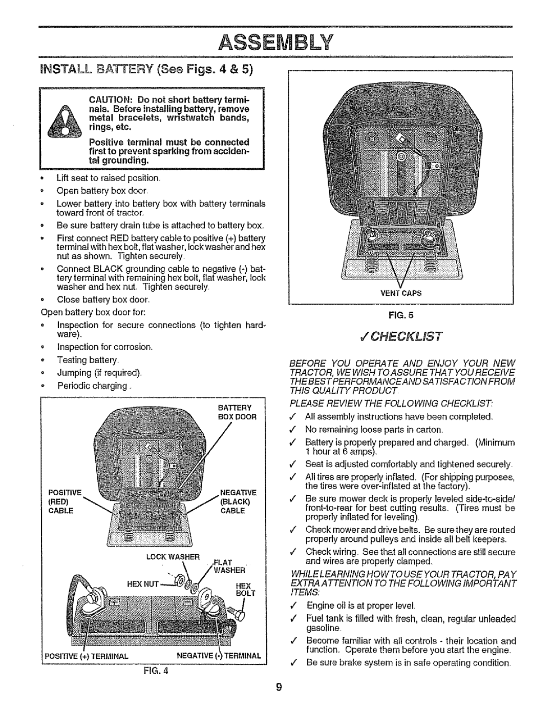 Craftsman 917.255561 owner manual Assembly, INSTALL BA3TEF Y See Figs 