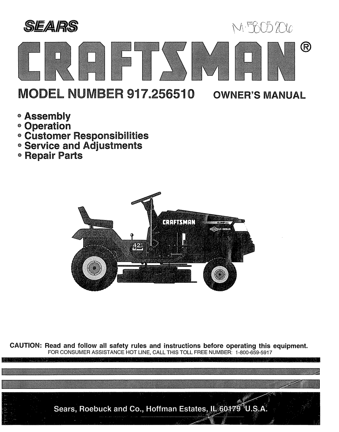 Craftsman 917.25651 owner manual Assembly o Operation 