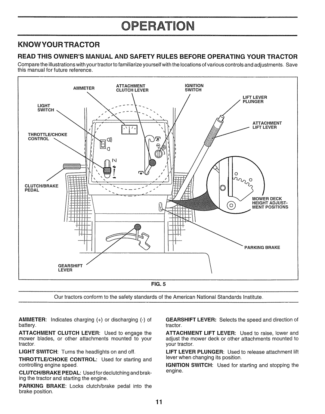 Craftsman 917.25651 owner manual OPERATmO, Knowyourtractor 