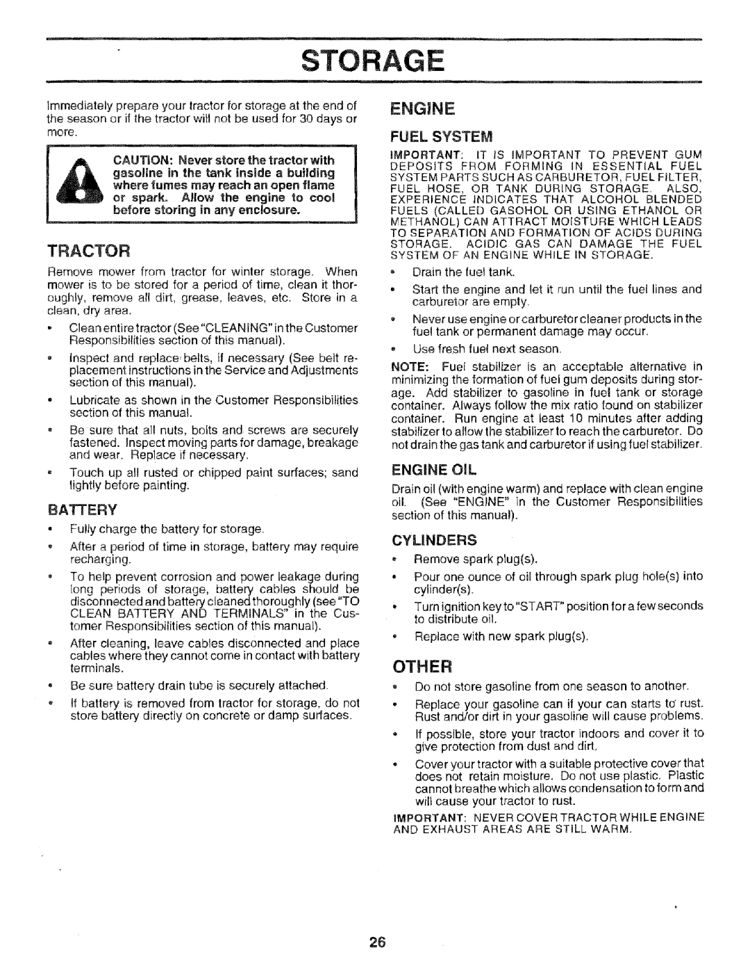 Craftsman 917.256544 owner manual Tractor, Engne, Fuel System, Engine OIL, Cylinders 