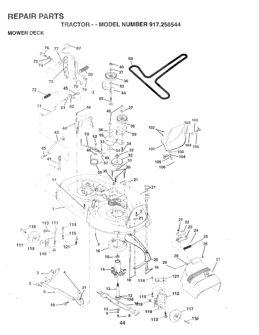 Craftsman 917.256544 owner manual Mower Deck 