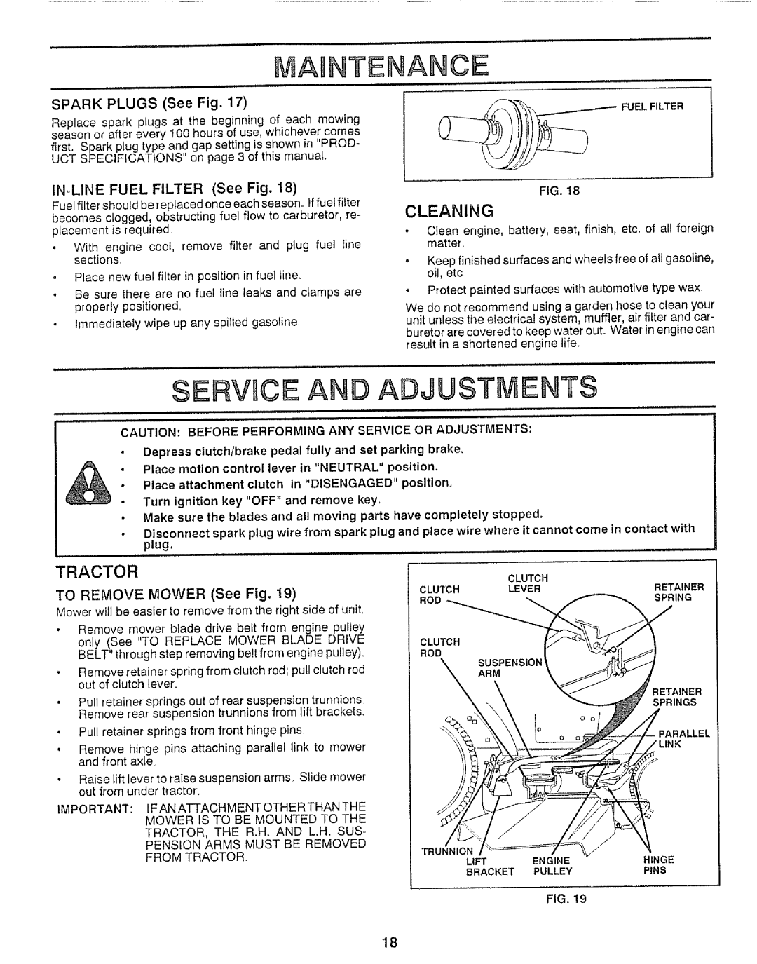 Craftsman 917.25736 owner manual Aintenanc£, Servuce and Adjustments, Cleaning, Spark Plugs See Fig 