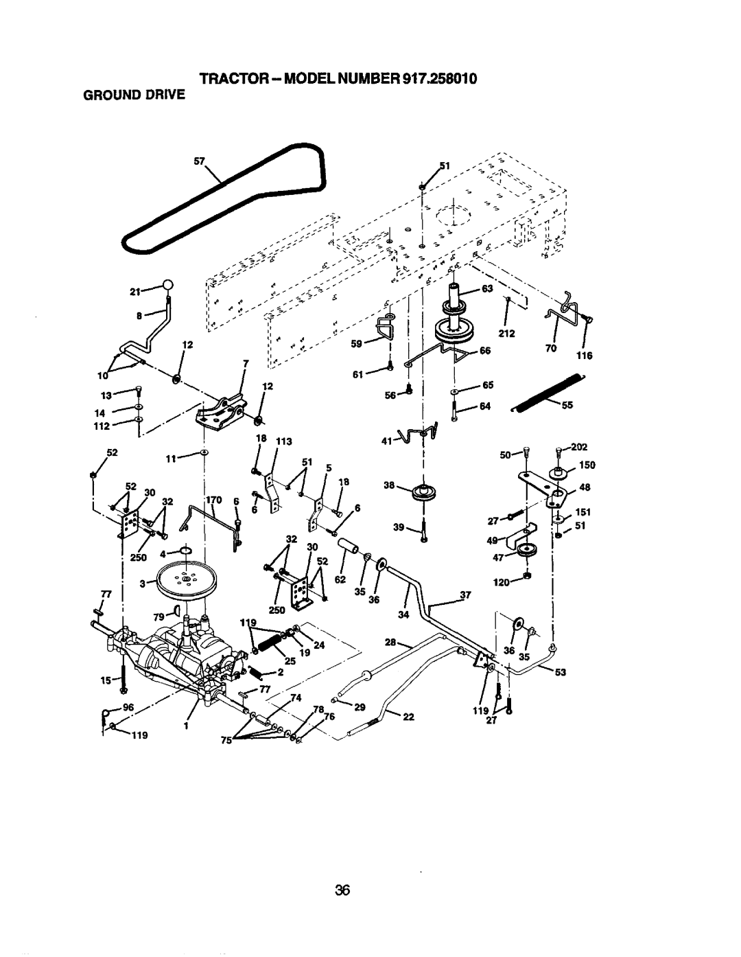 Craftsman 917.25801 owner manual TRACTOR- Model Number Ground Drive 