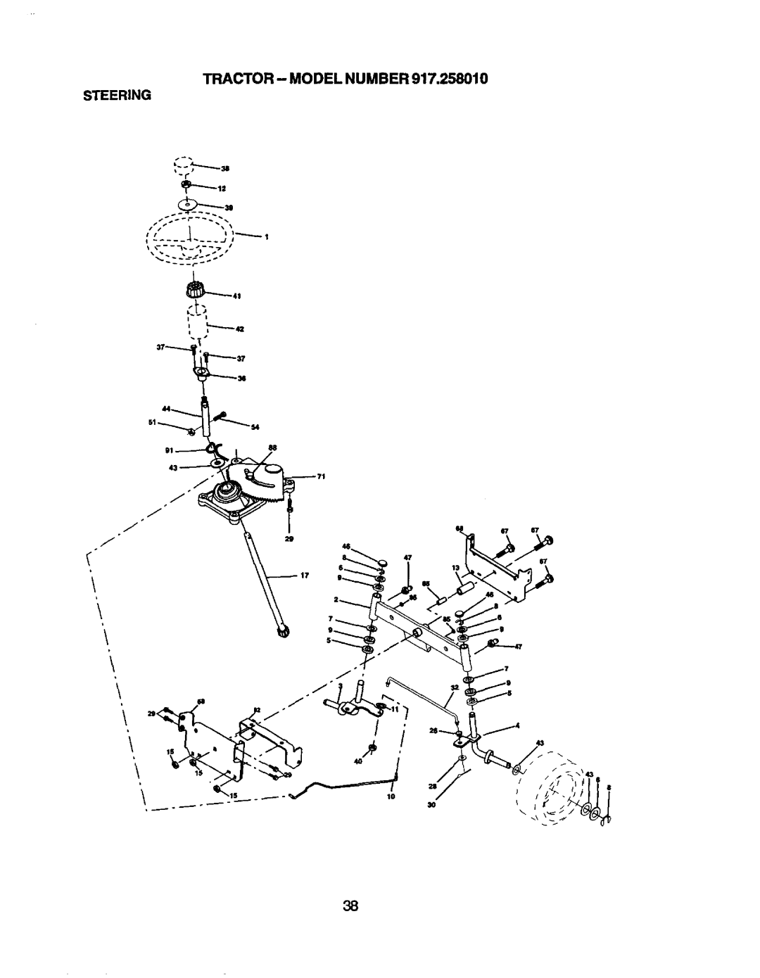 Craftsman 917.25801 owner manual Tractor Model Number Steering 