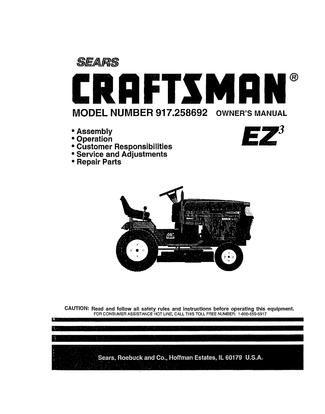 Craftsman manual IRnFTXHaN, Model Number 917.258692 Ownersmanual 