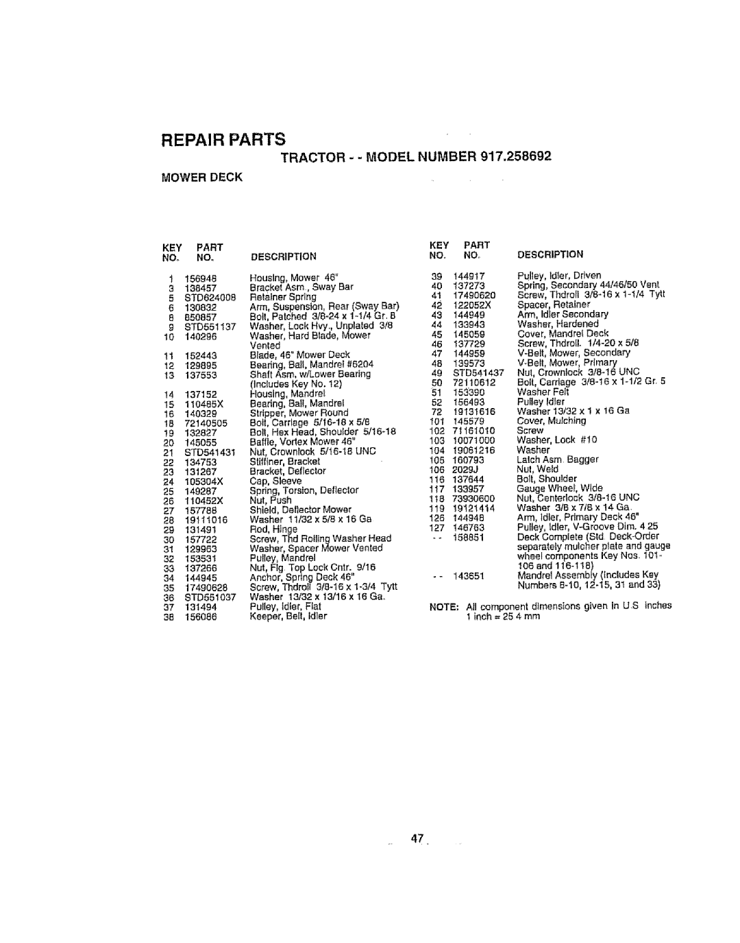 Craftsman 917.258692 850857 STD551137, 36 STD551037, 1/4 Gr. B, Pultey, Idler, Tytt, Arm, Washer, Hardened, Pulley, 3t6 