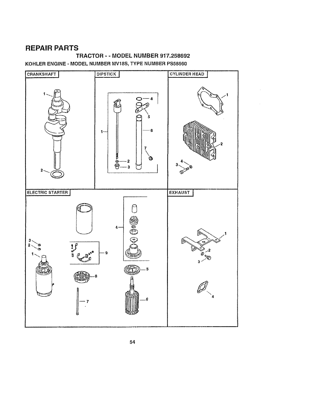 Craftsman 917.258692 manual Crankshaftj Dipstick Cylinder Head 