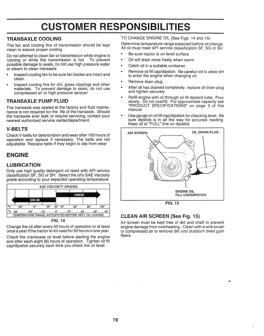 Craftsman 917.258911 owner manual Belts, Lubrication, Transaxle Pump Fluid 