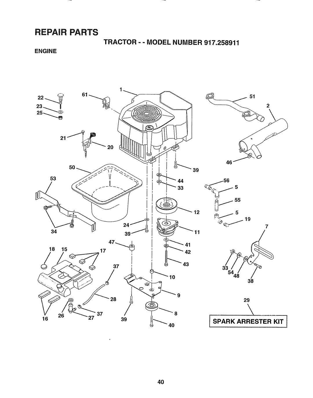 Craftsman 917.258911 owner manual Engine, 37 t 