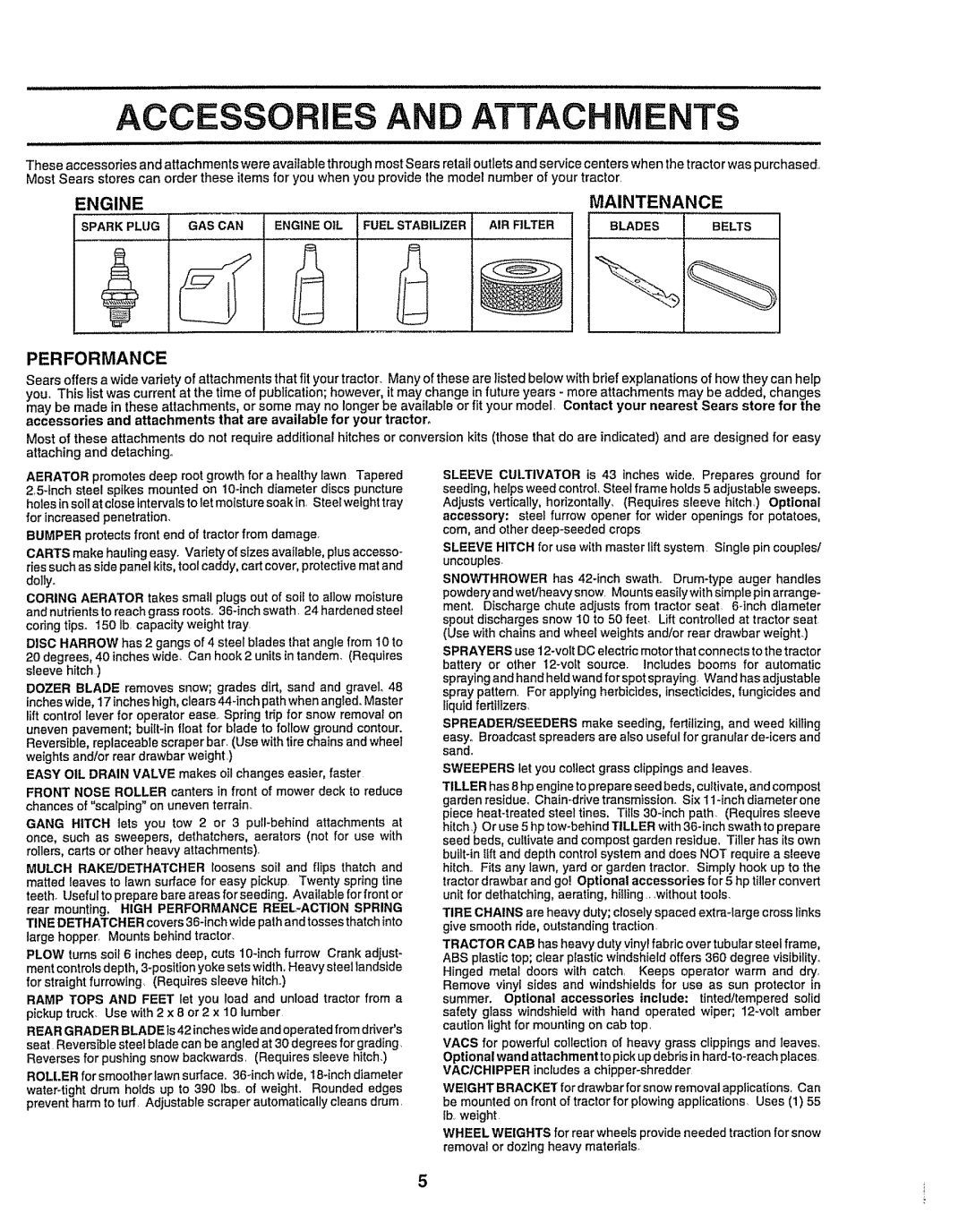 Craftsman 917.258911 owner manual Engine Maintenance, Performance 