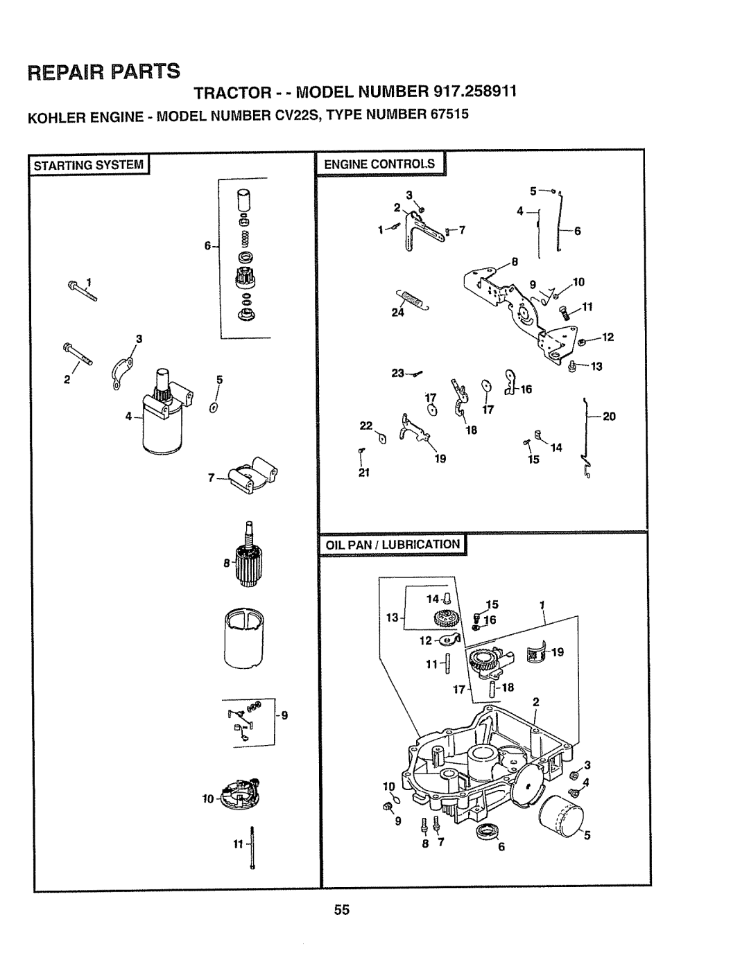 Craftsman 917.258911 owner manual SARTINGs,! ...........EM, 19 1815 ,o 