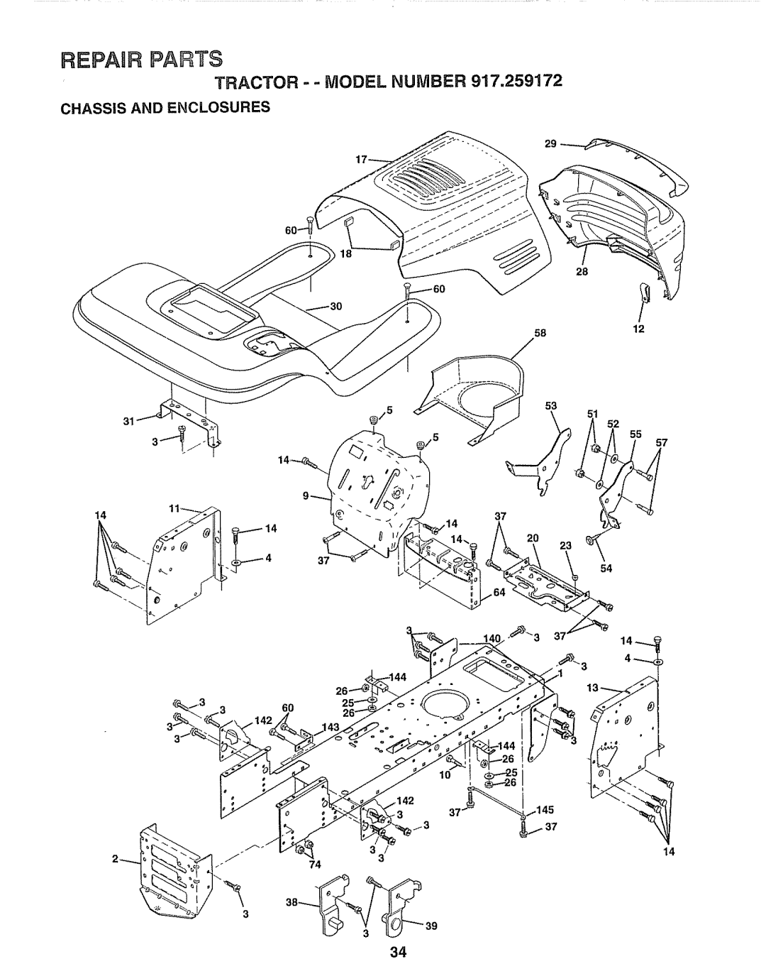 Craftsman 917.259172 manual REPAnR Parts, Chassis and Enclosures 