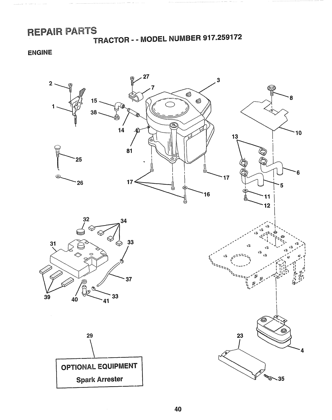 Craftsman 917.259172 manual Optional Equipment, Engine 