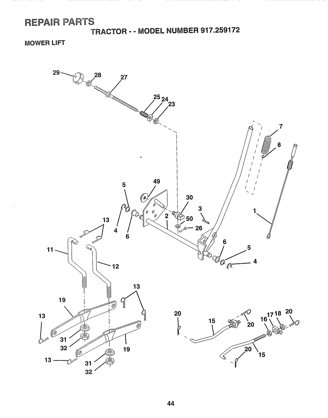 Craftsman 917.259172 manual Mower Lift, 161718, 13 --y 