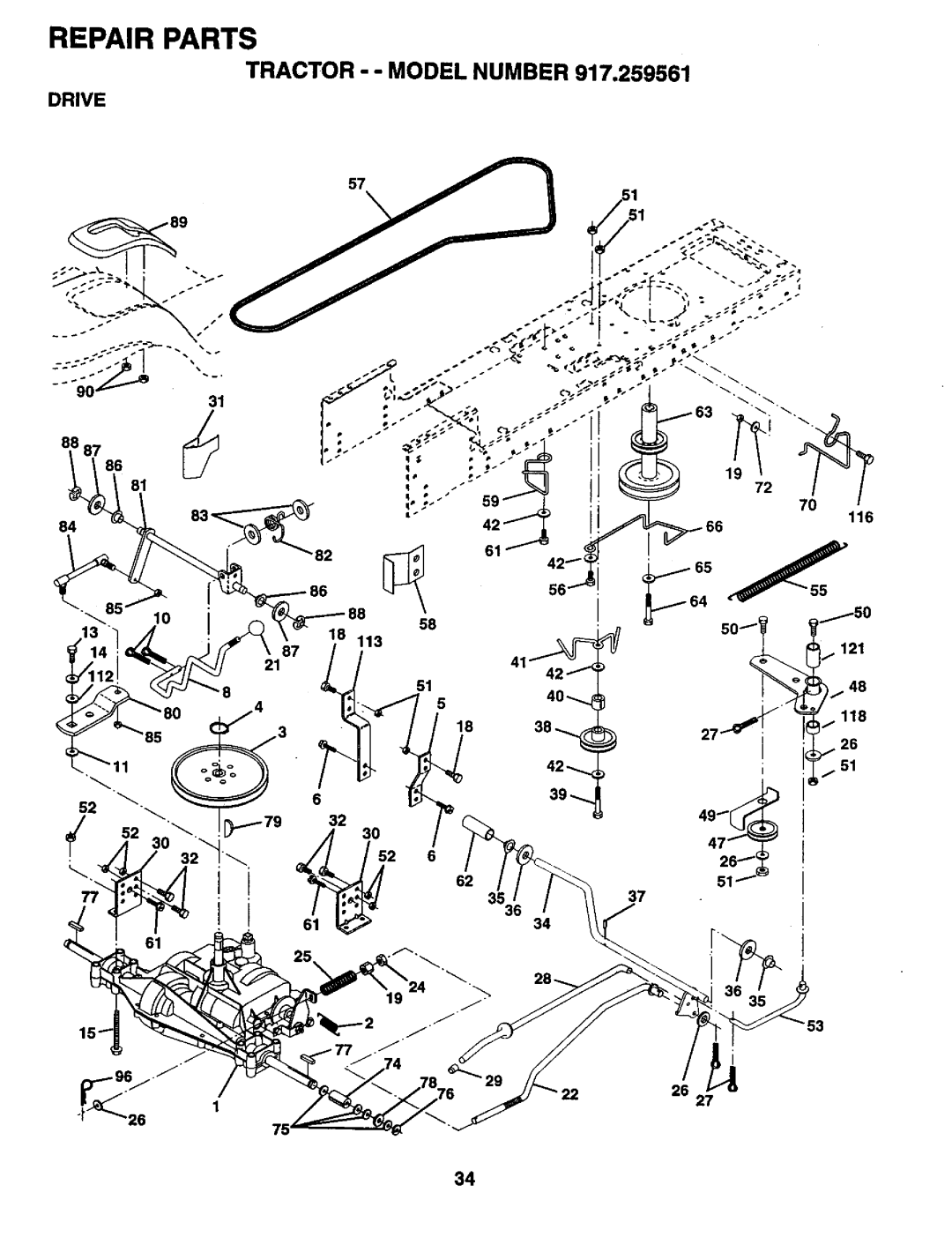 Craftsman 917.259561 owner manual Drive, 87 86 3537 118 