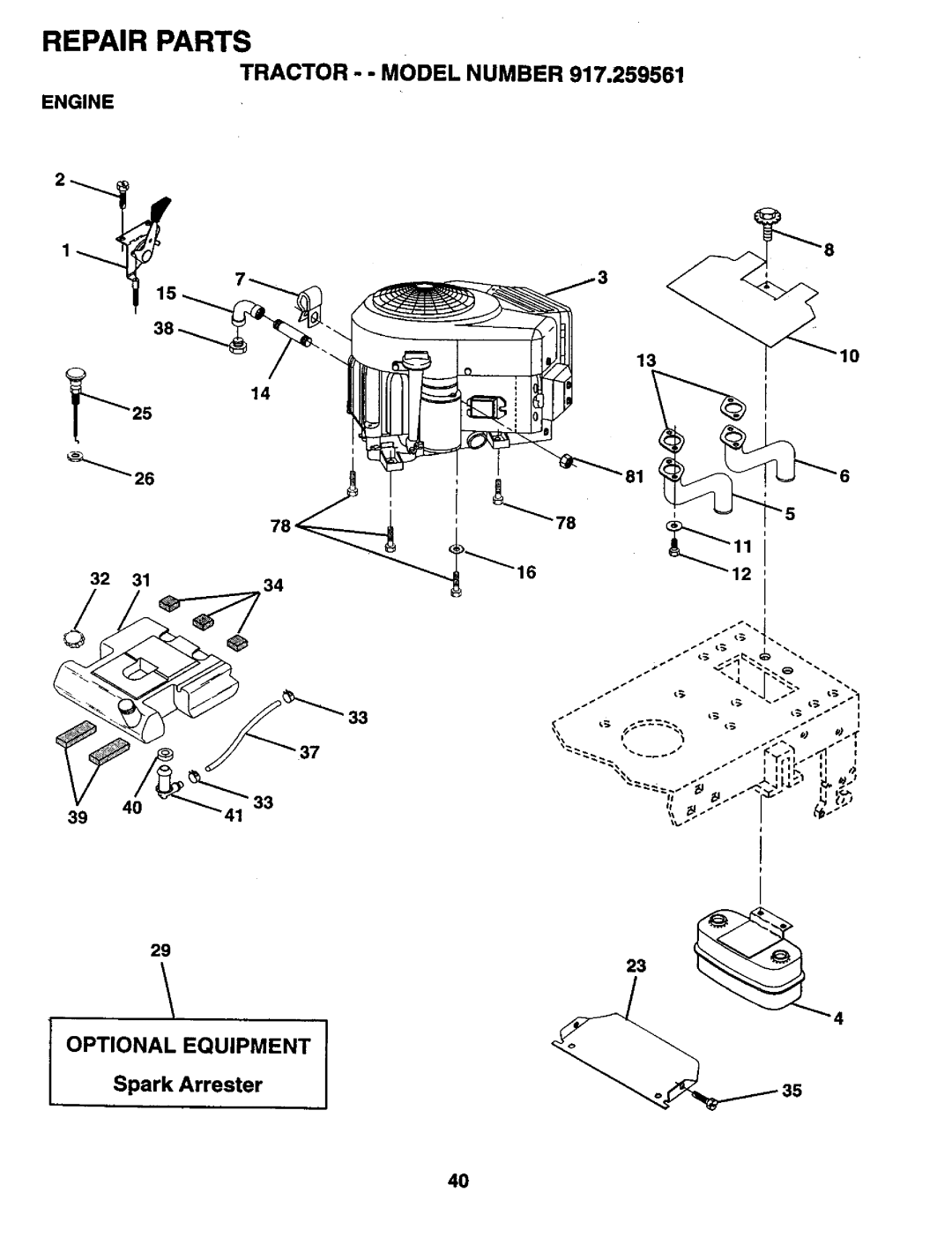 Craftsman 917.259561 owner manual Engine 