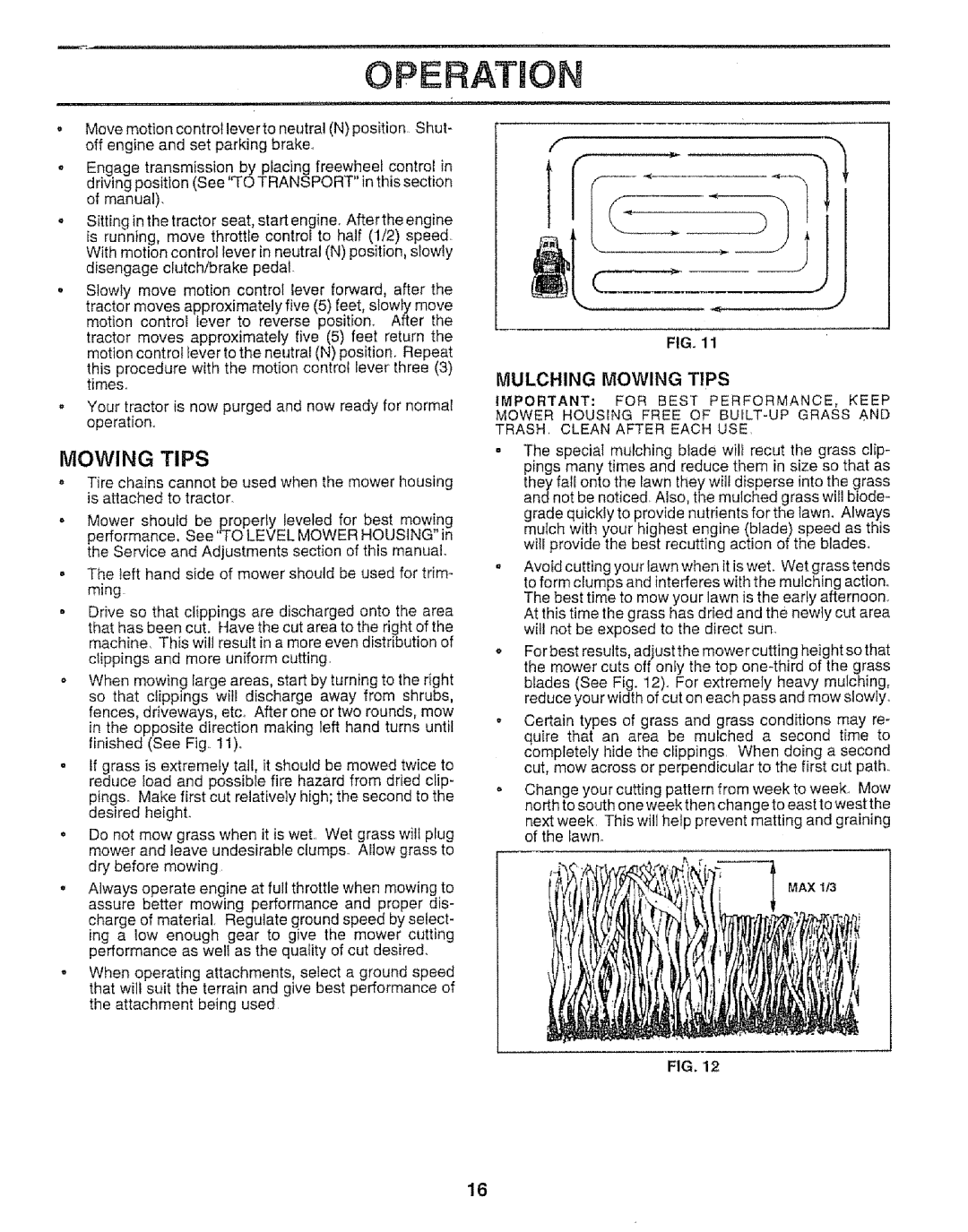 Craftsman 917.259592 owner manual Mowing TiPS, Mulching Mowing Tips 