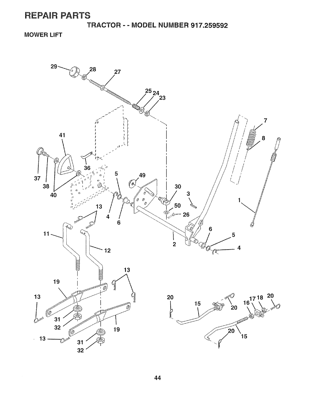 Craftsman 917.259592 owner manual Tractor - Model Number, Mower Lift, 161718 2O 