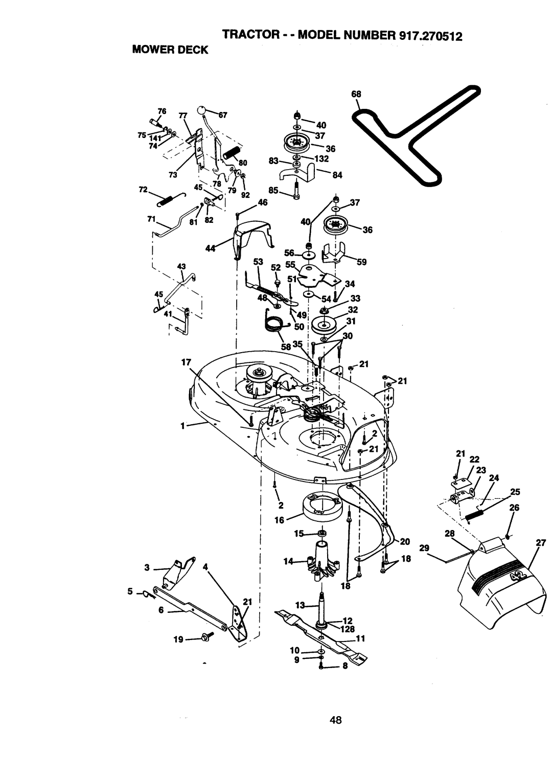 Craftsman 917.270512 owner manual Tractor - Model Number Mower Deck 