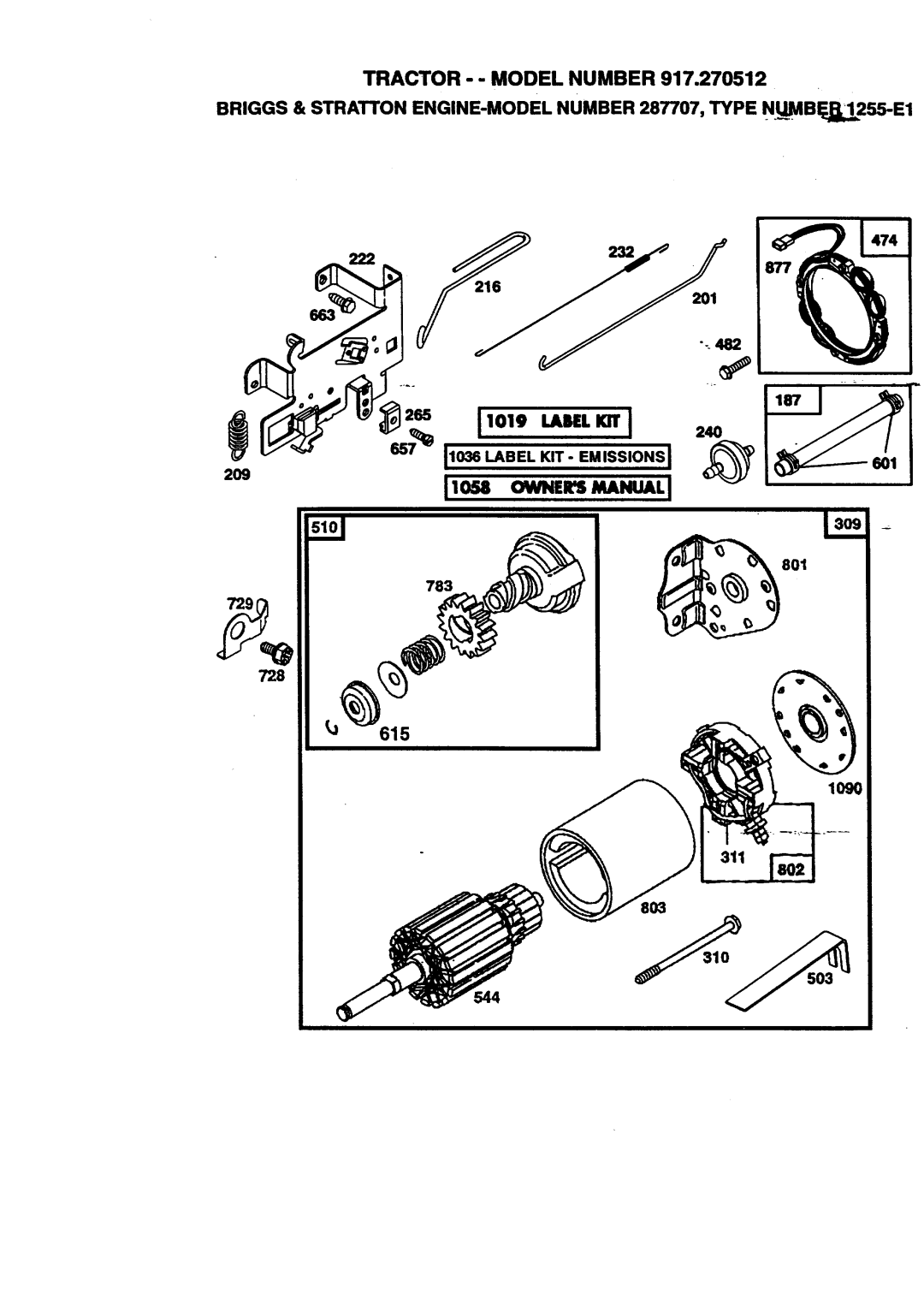 Craftsman 917.270512 owner manual 615, Label KIT 