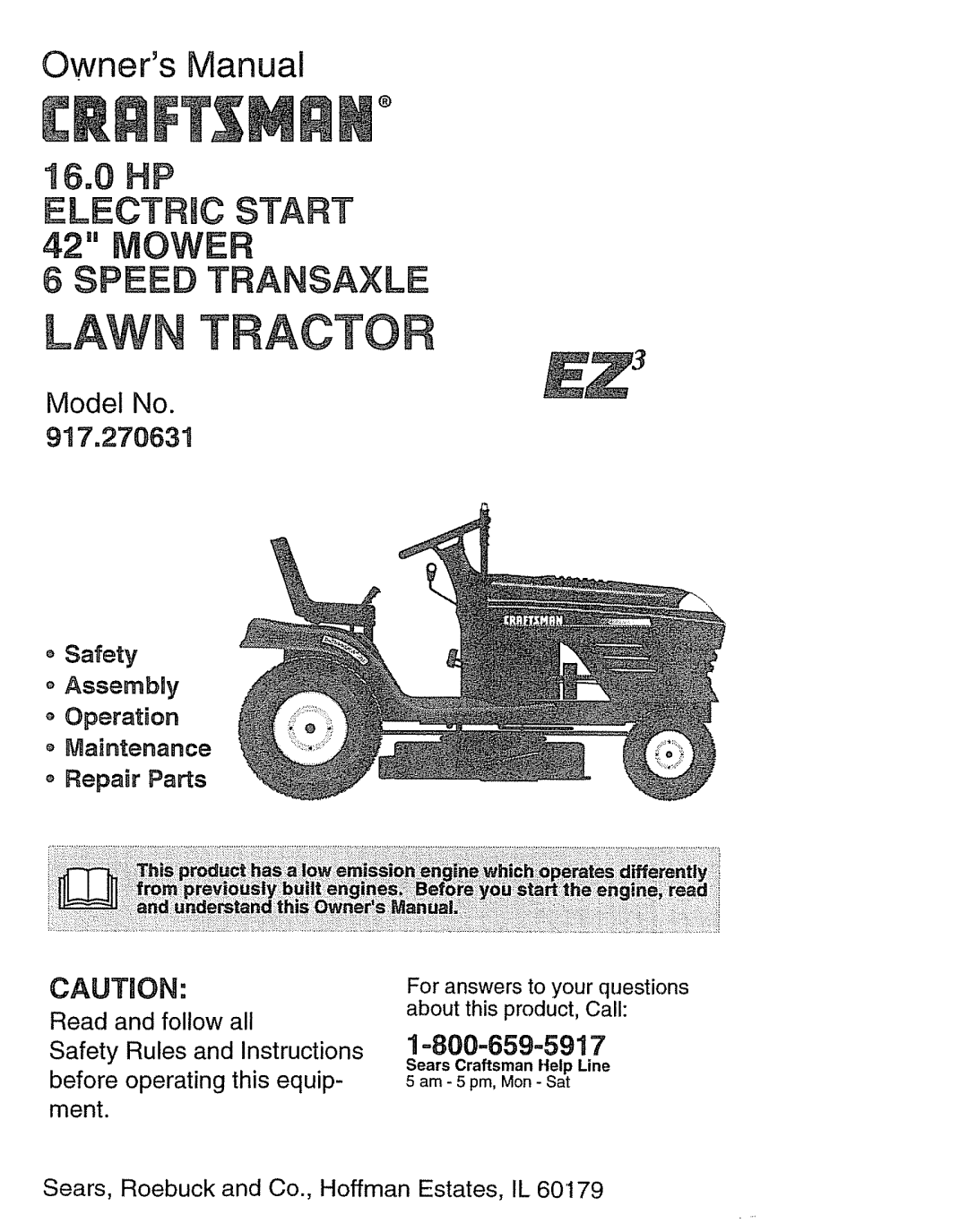 Craftsman 917.270631 owner manual Lawn 