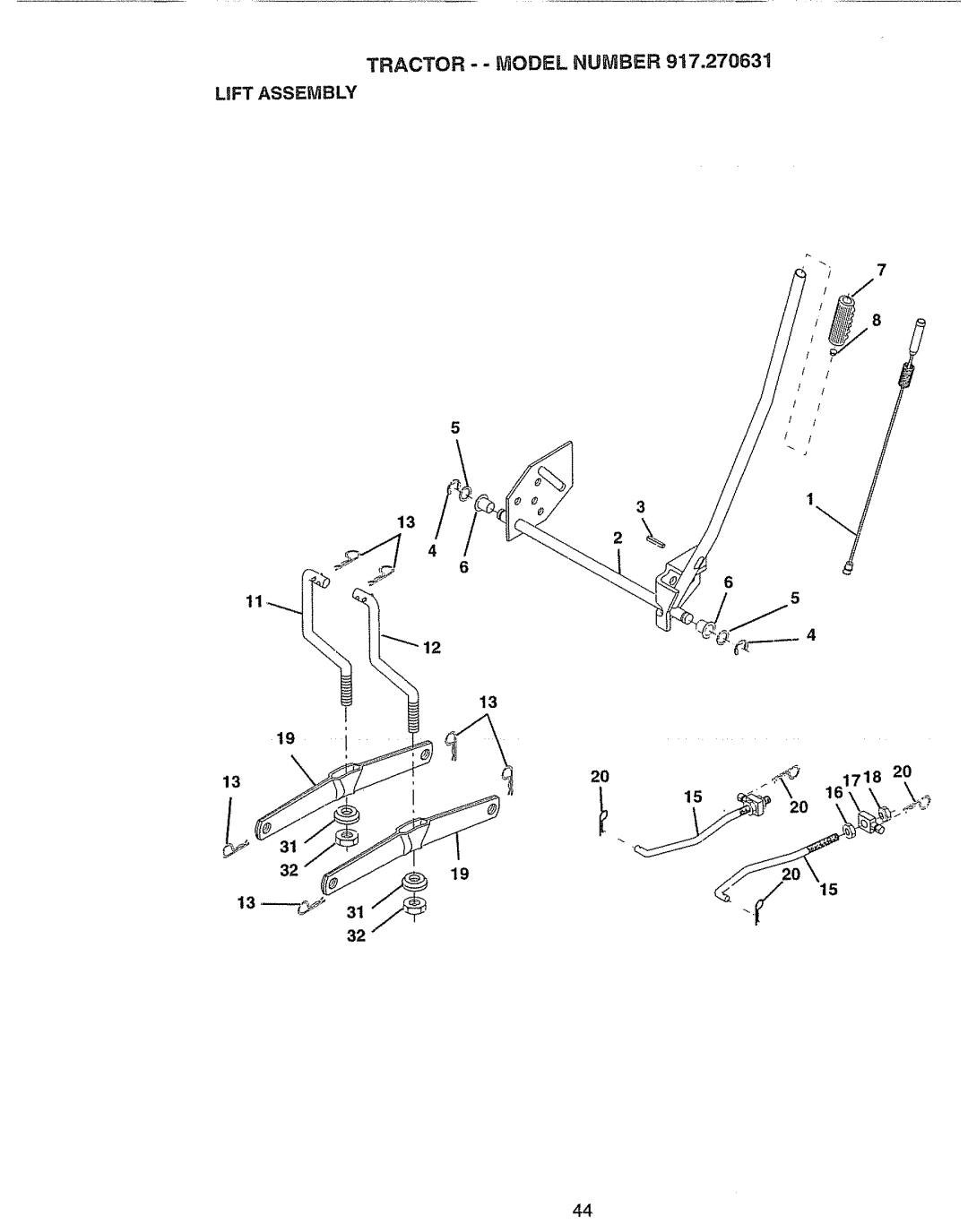 Craftsman 917.270631 owner manual Lift Assembly 