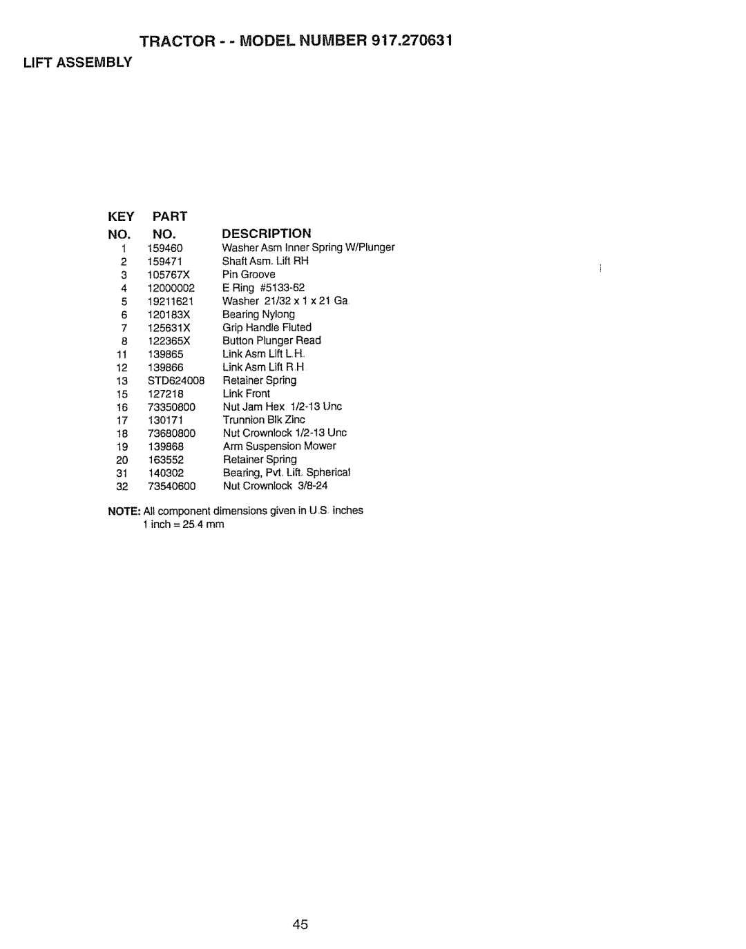 Craftsman 917.270631 owner manual Tractor - Model Number 