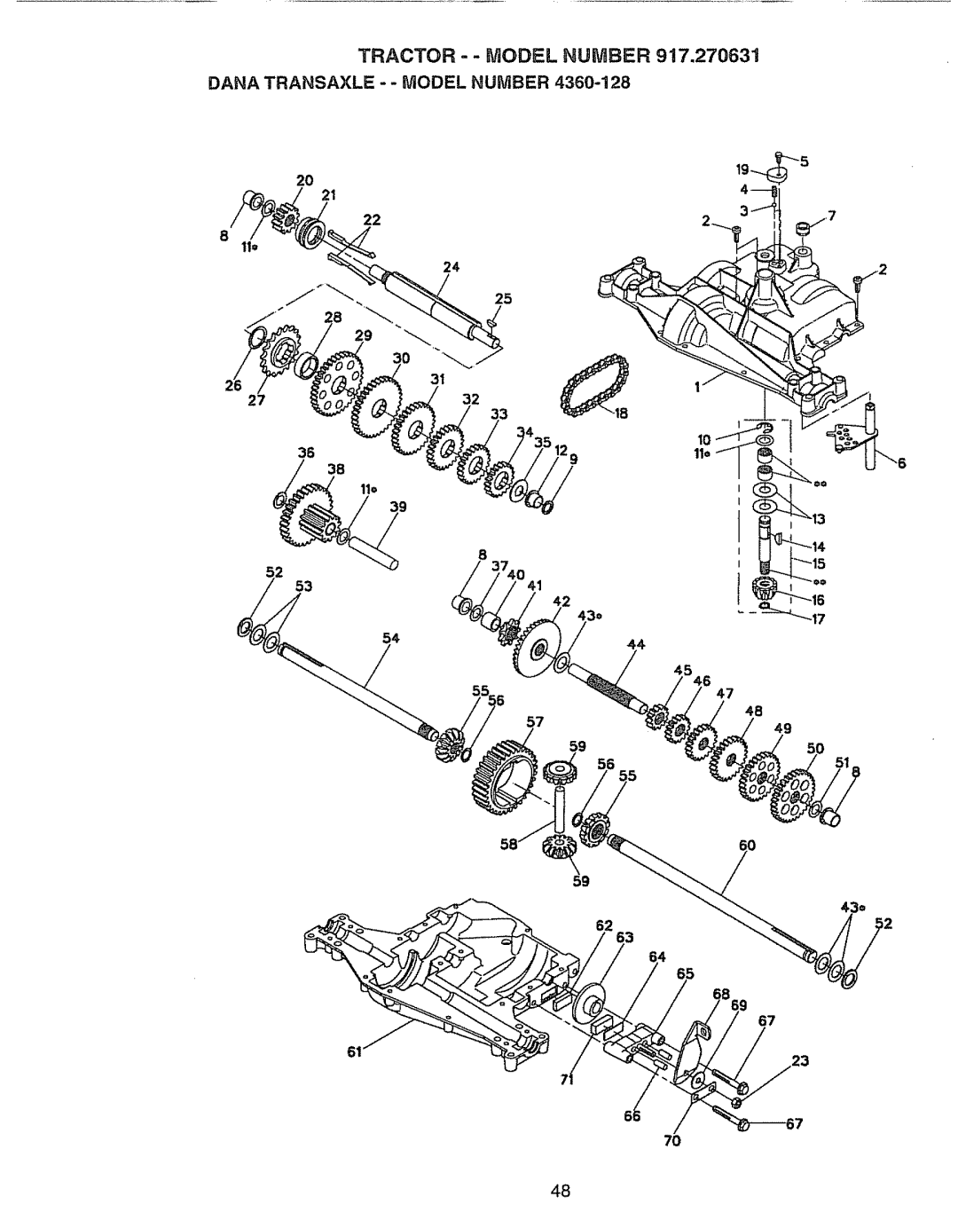 Craftsman 917.270631 owner manual Dana Transaxle - Model Number 