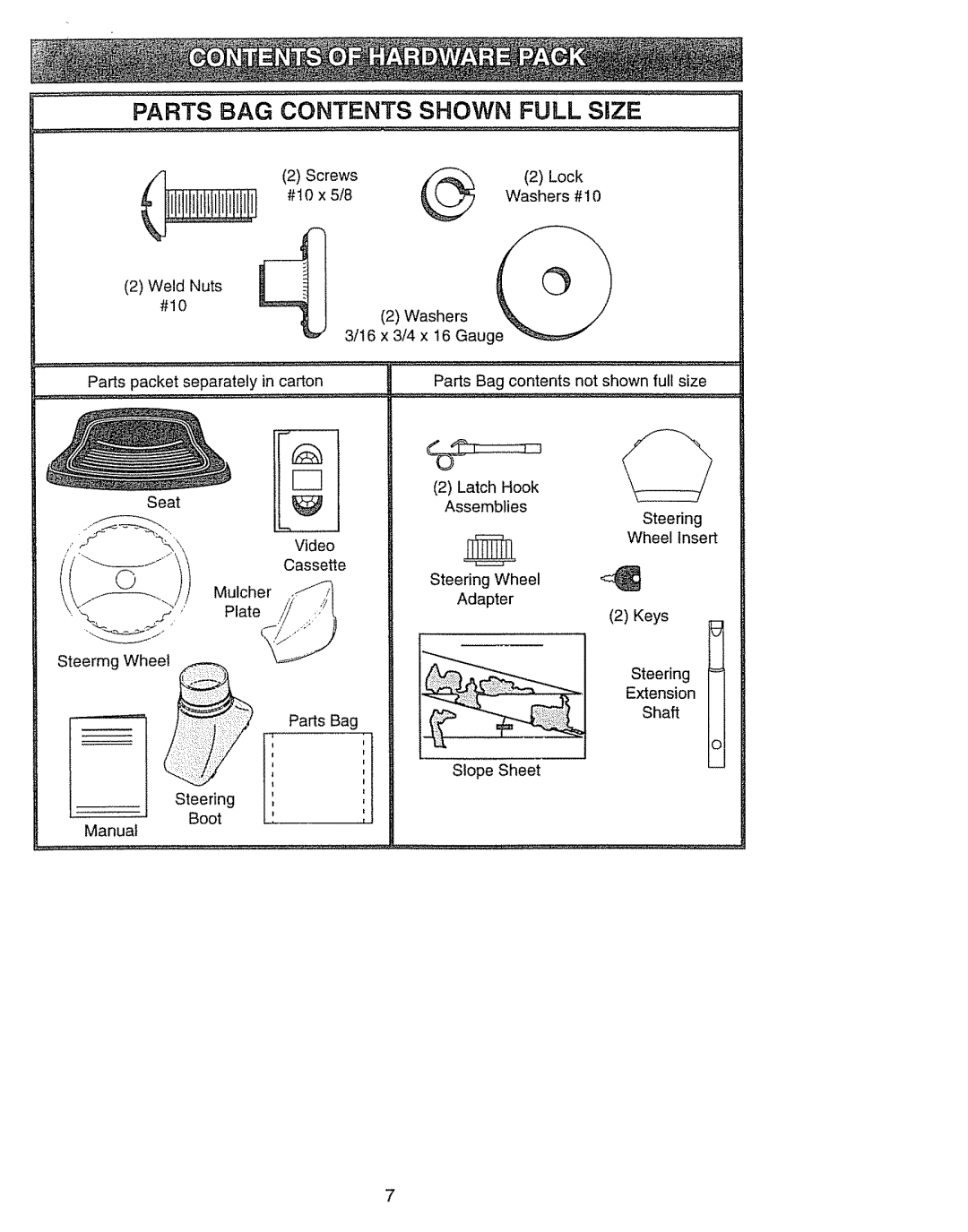 Craftsman 917.270631 owner manual Parts BAG Contents Shown Full SiZE 