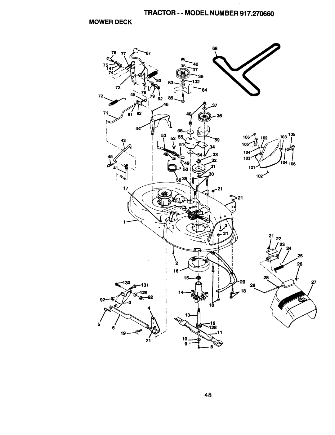 Craftsman 917.27066 owner manual Mower Deck, Lo3- \/i, 14,18 