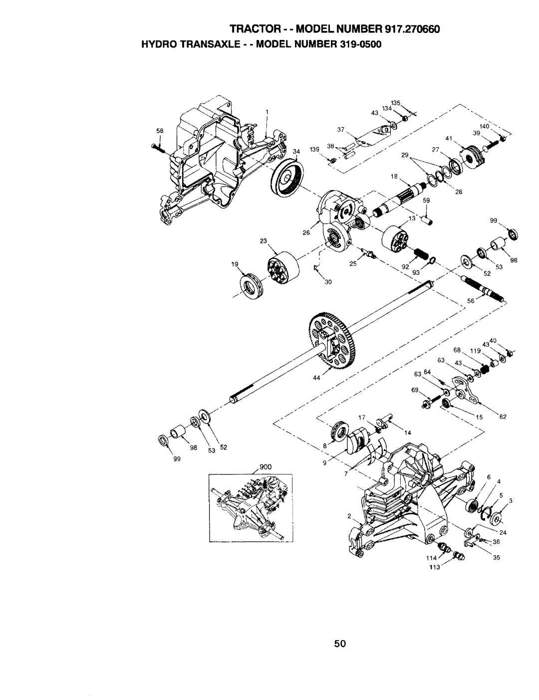 Craftsman 917.27066 owner manual Tractor - Model Number Hydro Transaxle - Model Number 