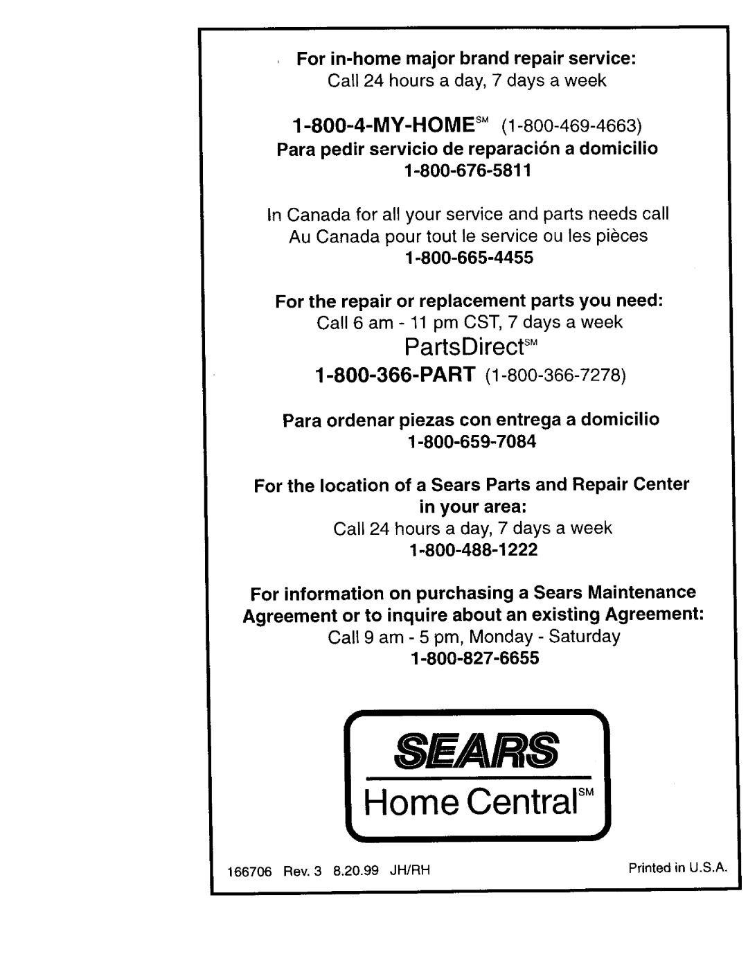 Craftsman 917.27066 owner manual Home CentralsM 