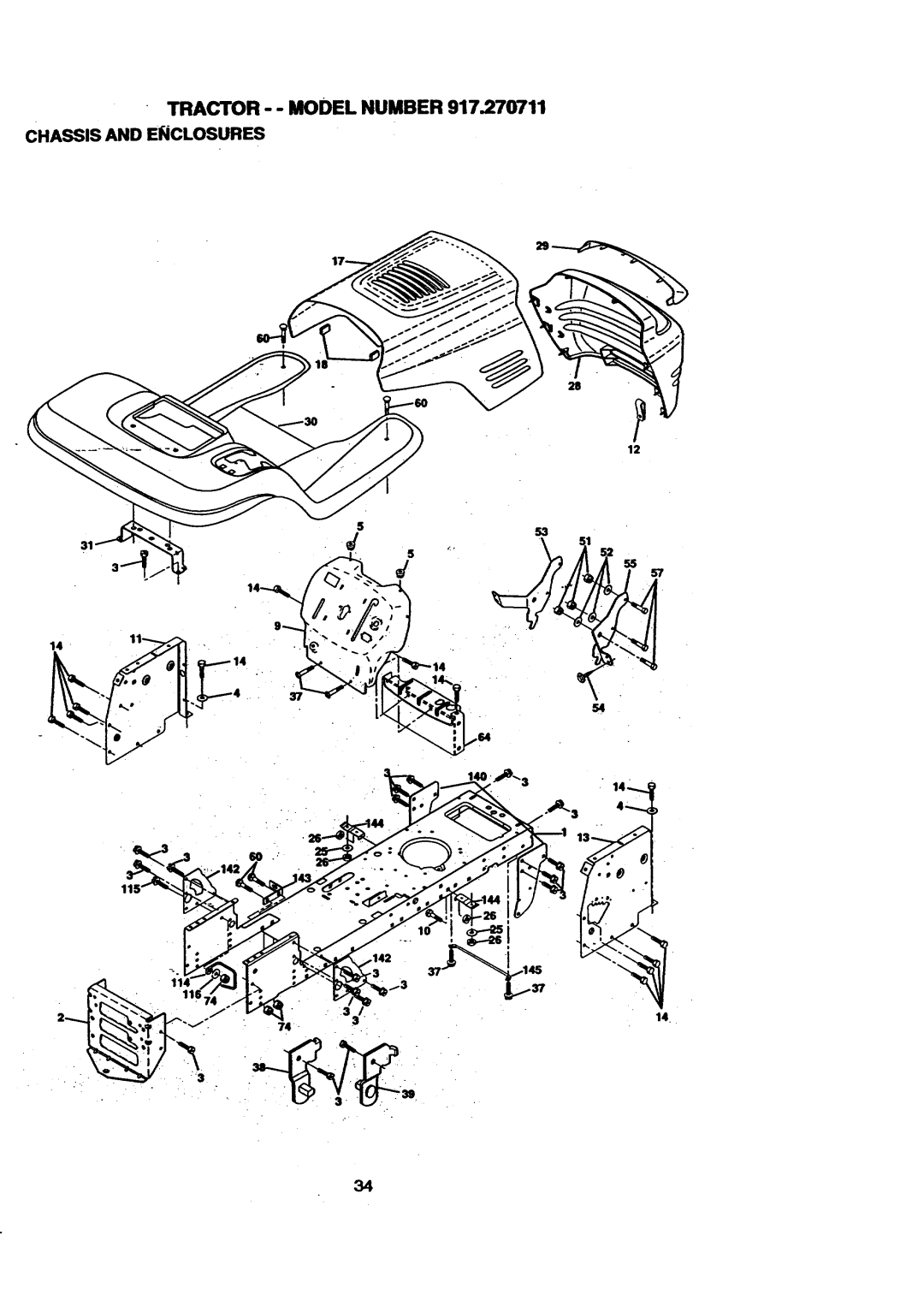 Craftsman 917.270711 owner manual Tractor - Model Number Chassis and Enclosures 