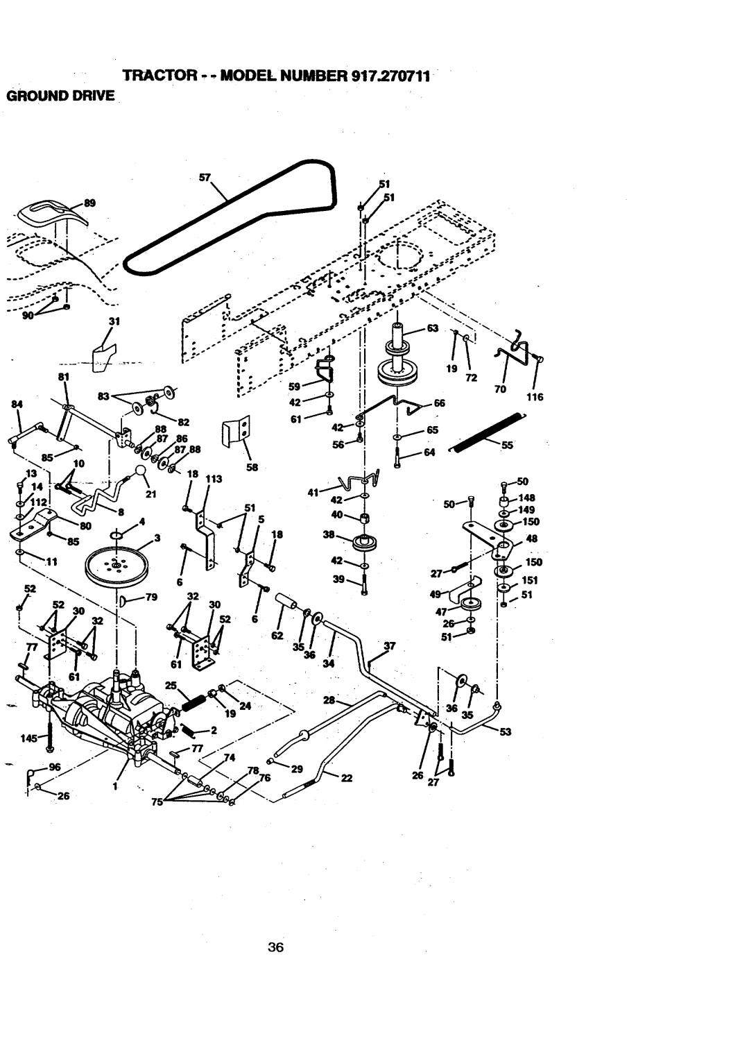 Craftsman 917.270711 owner manual Tractor . Model Number, Ground Drive 