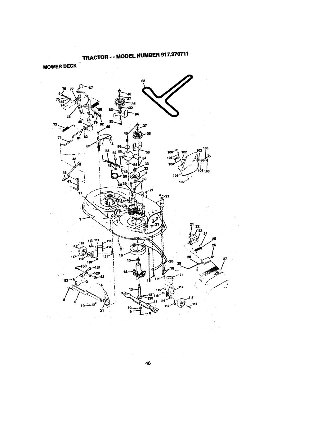 Craftsman 917.270711 owner manual Tractor Model Number, Mower Deck 