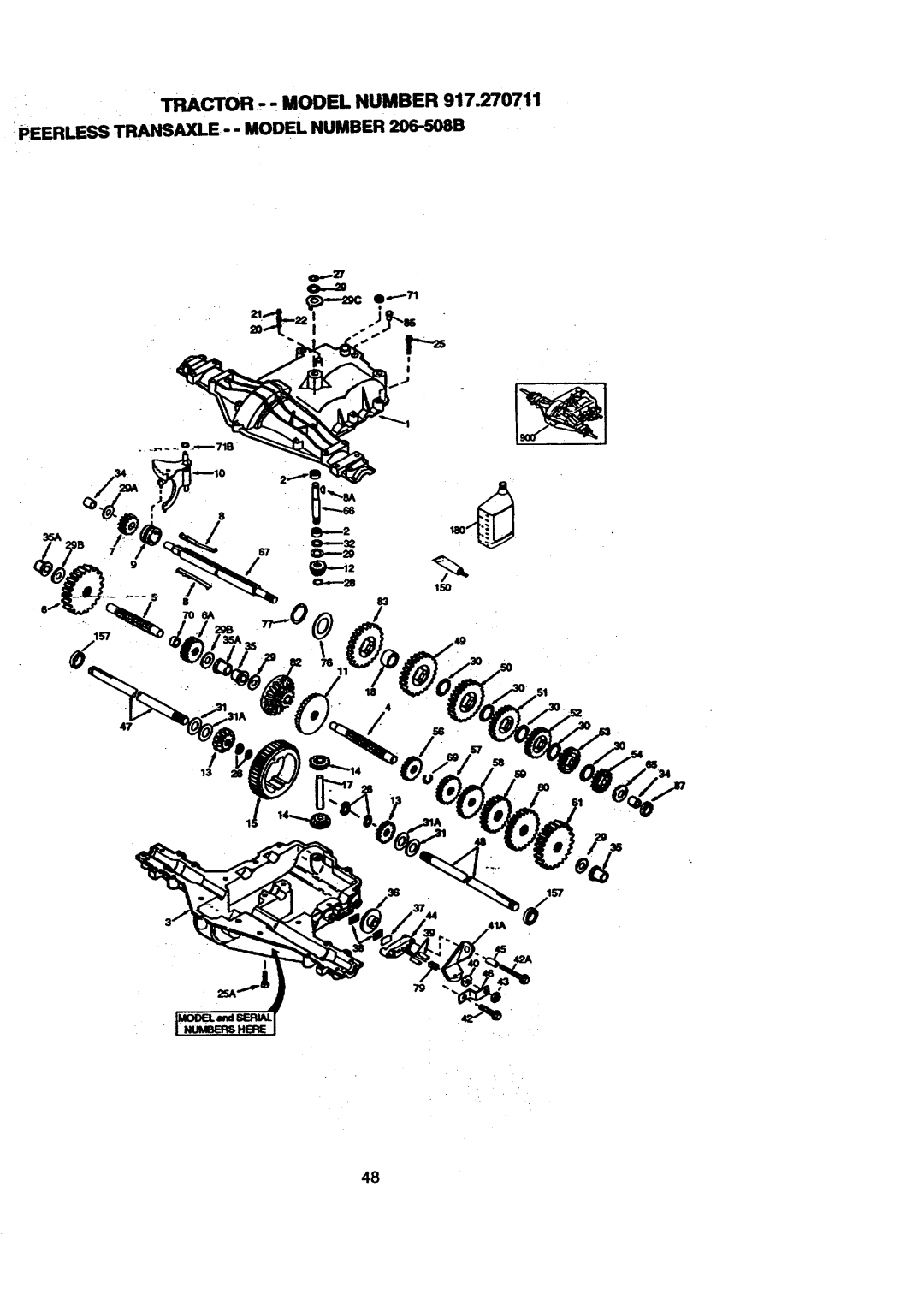 Craftsman 917.270711 owner manual TRACTOR,- . Model Number, Peerless TRANSAXLE- Model Number 206-508B 