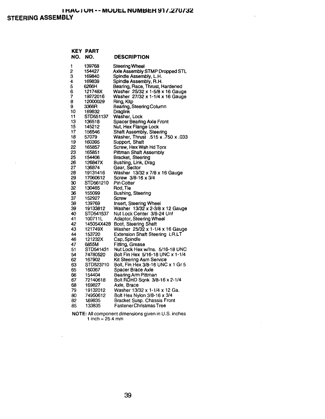 Craftsman 917.270732 owner manual T.,I UM - Muuil FIUMUP,.H 911.2/U/32, Steering Assembly 