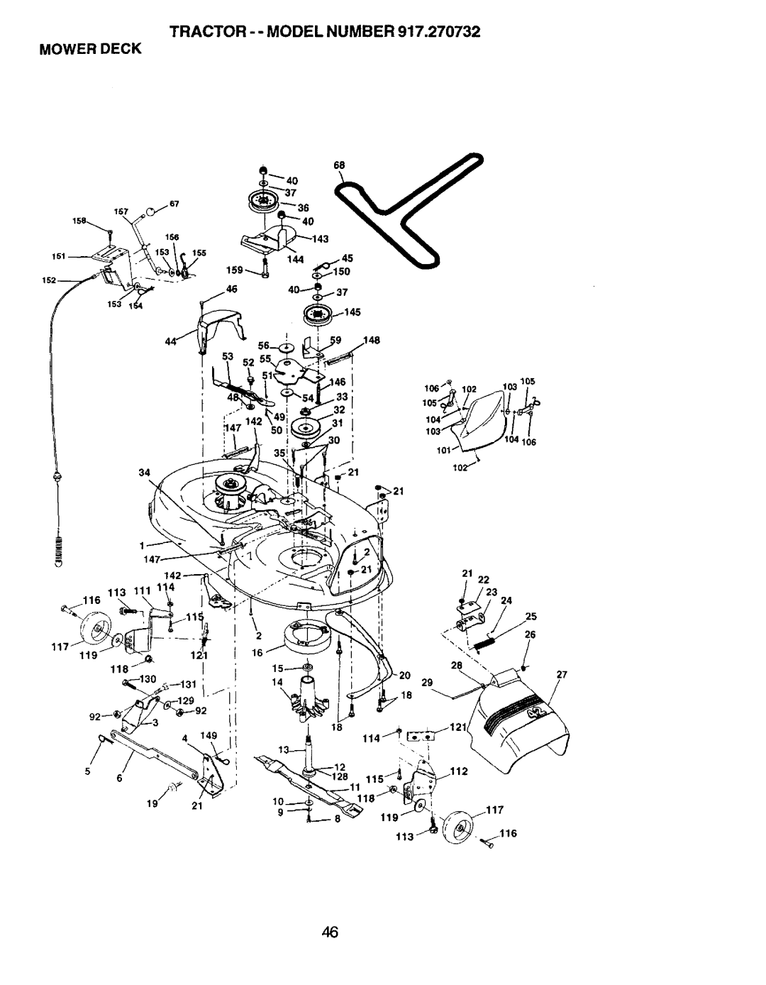 Craftsman 917.270732 owner manual Tractor - Model Number, Mower Deck 