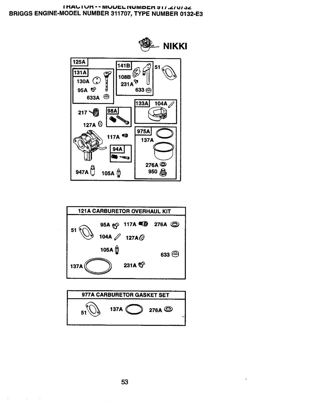 Craftsman 917.270732 owner manual 130A 95A 633A 117A 137A 276A, 276A 5195A 117Aq, 105A 633 231A 137A O, 51137AO276A 