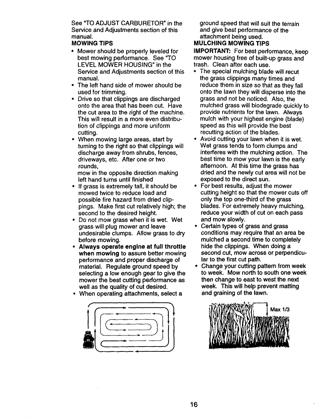 Craftsman 917.27075 owner manual Mulching Mowing Tips 