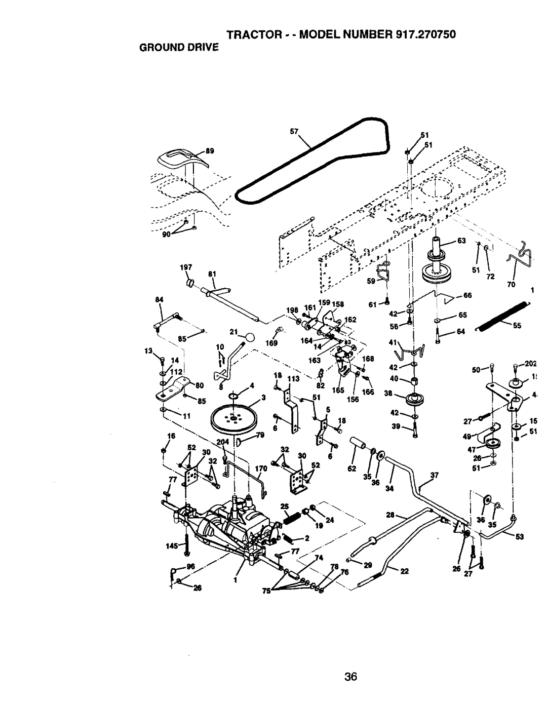 Craftsman 917.27075 owner manual Tractor - Model Number Ground Drive 