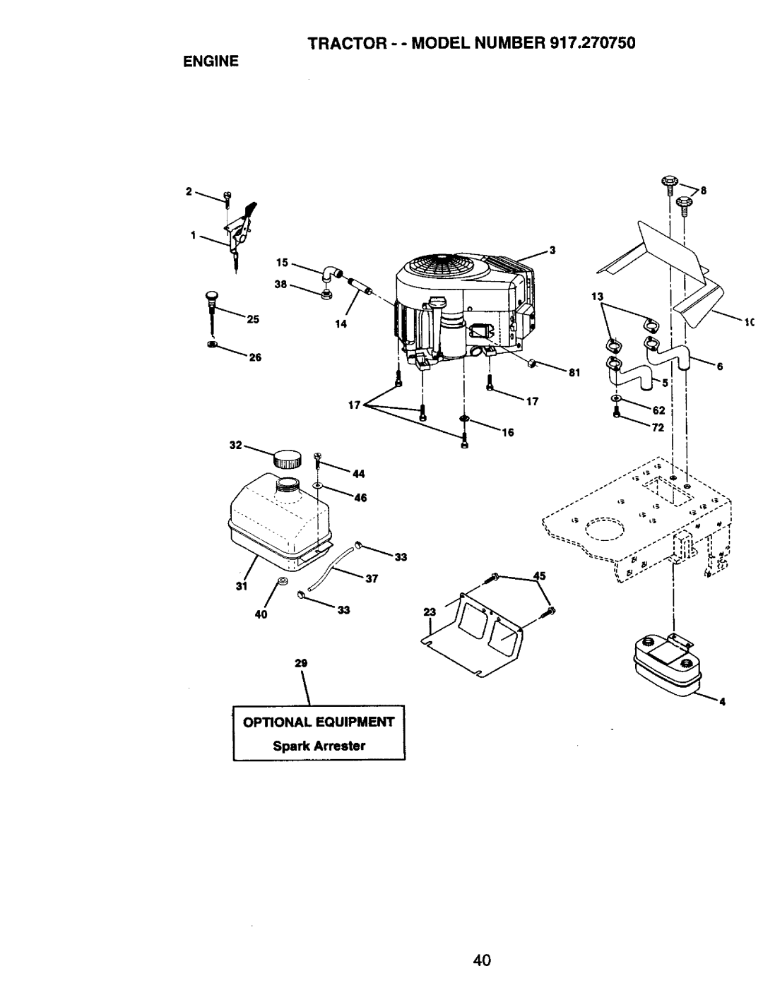 Craftsman 917.27075 owner manual Tractor - Model Number, Engine 